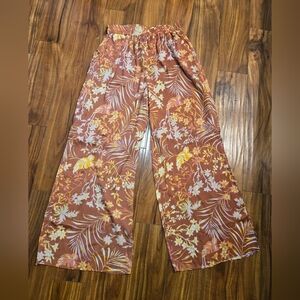 Dynamite Flowy Wide Leg Orange Floral Pants